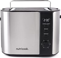 Nutricook Digital 2 Slice Toaster with LED Display, Stainless Steel Toaster with 2 Long & Extra Wide Slots, Silver, T102S