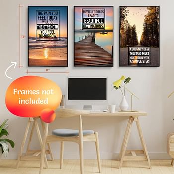 Inspirational Wall Art, Motivational Posters, Wall Art for Office, Set of 6- 11 X 17 Inch- Colourful 1