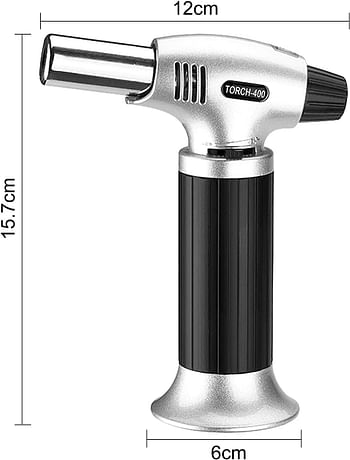 ECVV Culinary Blow Torch, Tintec Chef Cooking Torch Lighter, Butane Refillable, Flame Adjustable -Max 2500°F-With Safety Lock For Cooking, Bbq, Baking, Brulee, Creme, Diy Soldering, Black,