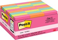 Post-It Mini Notes Paper, 1.5 x 2 Inch, Optimistic Pack, Bright Colors - Orange, Pink, Blue, Green - 24 Pads Cabinet Pack