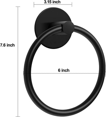 ENJYHZQY No Drilling Self Adhesive Towel Holder, Stainless Steel Towel Ring, Bathroom and Kitchen Towel Rack (Black)