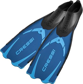 Cressi Pluma Fins, High Quality Unisex Full Foot Fins for Diving, Snorkeling, Swimming, Blue And Azure, 33-34