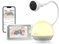 تشيلاكس جهاز مراقبة الاطفال 2 في 1 من بيبي مود برو مع كاميرا وصوت مع جهاز تحكم عن بعد واضواء وتهويدة للاطفال والرضع - كاميرا اطفال FHD 360 درجة بتصميم عنق الاوزة للحضانة - تطبيق الجوال والتابلت
