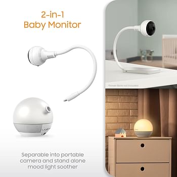Chillaxbaby - Baby Mood Pro - WiFi Streaming 2-Way Talk 4.3" Baby Monitor and 360 Gooseneck Secured FHD Camera(1080p) with Mood Light Audio Soother-Powered by 5GenCare