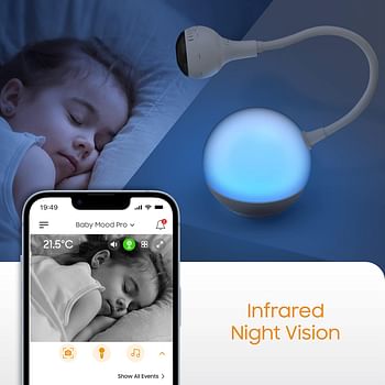 Chillaxbaby - Baby Mood Pro - WiFi Streaming 2-Way Talk 4.3" Baby Monitor and 360 Gooseneck Secured FHD Camera(1080p) with Mood Light Audio Soother-Powered by 5GenCare