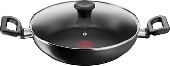 Tefal G6 Delicia 24cm Kadai Pot With Glass Lid, Non-Stick, Black, Aluminium, B4689685