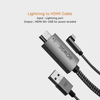 Mowsil Lightning To HDMI Cable 2Mtr