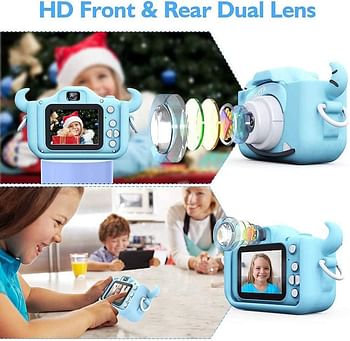 SEMANO Upgrade Kids Selfie Camera Christmas Birthday Gifts for Boys Age 3-9 20MP 1080P HD Digital Video Cameras for Toddler Portable Toy for 3 4 5 6 7 8 9 Year Old Boys with 32GB SD Card-Blue