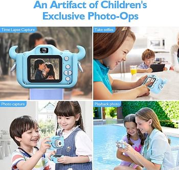 SEMANO Upgrade Kids Selfie Camera Christmas Birthday Gifts for Boys Age 3-9 20MP 1080P HD Digital Video Cameras for Toddler Portable Toy for 3 4 5 6 7 8 9 Year Old Boys with 32GB SD Card-Blue