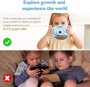 SEMANO Upgrade Kids Selfie Camera Christmas Birthday Gifts for Boys Age 3-9 20MP 1080P HD Digital Video Cameras for Toddler Portable Toy for 3 4 5 6 7 8 9 Year Old Boys with 32GB SD Card-Blue