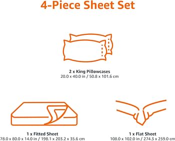 Amazn Basics Lightweight Super Soft Easy Care Microfiber Bed Sheet Set with 14” Deep Pockets - King, Gray Arrows