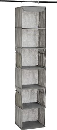 Amazn Basics 6-Tier Hanging Closet Shelf Organizer With Pockets