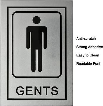 BUZZ COOL Stainless Steel Gents Ladies Signage Self Adhesive Sticker for Toilet, Restroom, Glass Doors, Wooden Doors, Offices,Hospitals, Mall and Business Sign Stickers.