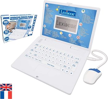 Educational and Bilingual Laptop Arabic/English - Toy for Child Kid (Boys & Girls) 124 Activities, Learn Play Games and Music - White/Blue JC598i13