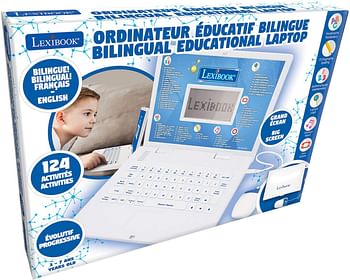 Lexibook - Educational and Bilingual Laptop French/English - Toy for Children with 124 Activities to Learn Mathematics, Dactylography, Logic, Clock reading, Play Games and Music - JC598i1_01