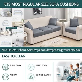 Sofa Seat Cushion Covers, Waterproof Sofa Seat Cushion Covers Replacement, Stretch Sofa Cushion Protector for Individual Cushions,Seat Couch Cover for Pets & Kids (1-Seater,Grey)