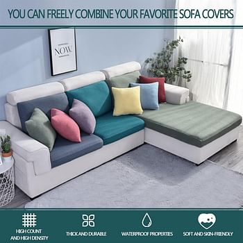 Sofa Seat Cushion Covers, Waterproof Sofa Seat Cushion Covers Replacement, Stretch Sofa Cushion Protector for Individual Cushions,Seat Couch Cover for Pets & Kids (1-Seater,Grey)