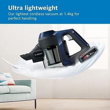 Bosch, Unlimited BBS611GB Series 6, cordless vacuum cleaner, high suction-power, long runtime, lightweight, powerful motor, made in Germany, Moonlight Blue
