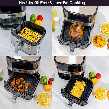 Geepas Air Fryer 1700W -Hot Air Fryers, 5 Litres Electric Air Cooker With Digital Touch Screen & Preheat, 60 Minute Timer, Led Display, Auto Shut Off