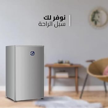 O2 Single Door Refrigerator with Adjustable Shelves,Silver,90 Liter 3.2 Cu. Feet,Model No - OBD-90S