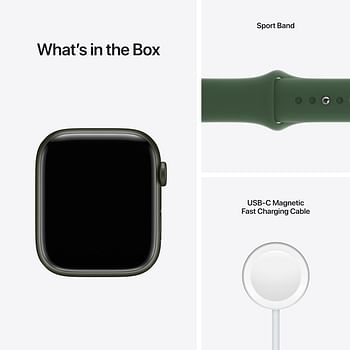 Apple Watch Series 7 GPS- 45mm Aluminum with Case Clover Sport Band - Green