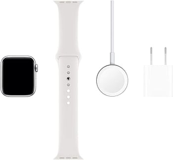 Apple Watch Series 5 (44mm, GPS) Silver Aluminum Case with White Sport Band