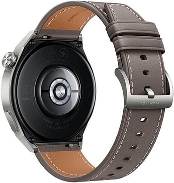 Huawei Watch GT 3 Pro Smartwatch, 46mm, Light Titanium Case, Gray Leather Strap