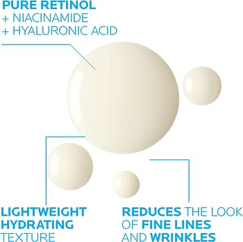 La Roche Posay La Roche-Posay Pure Retinol Face Serum with Vitamin B3. Anti Aging Face Serum for Lines, Wrinkles & Premature Sun Damage to Resurface & Hydrate. Suitable for Sensitive Skin, 1.0 Fl. Oz