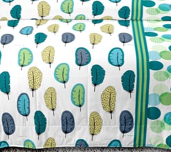 Fun Homes Cotton Double Bedsheet With 2 Pillow Covers /Green