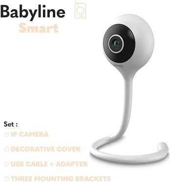 Lionelo Babyline Smart Electronic Baby Monitor, Baby Camera Wi-Fi, Mobile Application, Motion Noise Detection, Visibility in the Dark, Two-Way Communication, Temperature Sensor