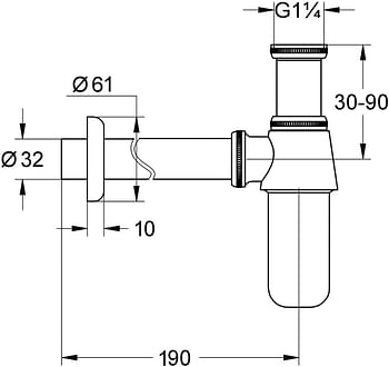 Royal Apex Chrome Plated (CP) Bathroom Basin Sink Bottle Trap Waste Pipe 1-1/4 inch Slip Inlet Drain Tube Kit.