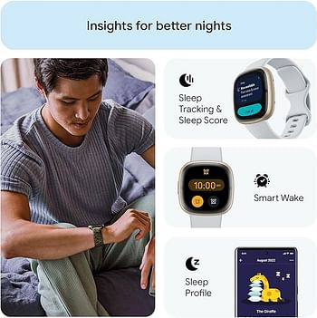 Fitbit Sense 2 Advanced Health and Fitness Smartwatch, One Size  - Blue Mist, Pale Gold