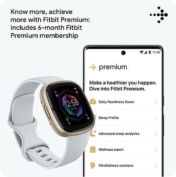 Fitbit Sense 2 Advanced Health and Fitness Smartwatch, One Size  - Blue Mist, Pale Gold