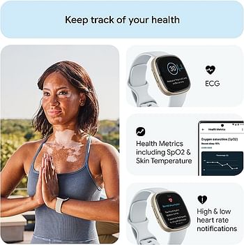 Fitbit Sense 2 Advanced Health and Fitness Smartwatch, One Size  - Blue Mist, Pale Gold