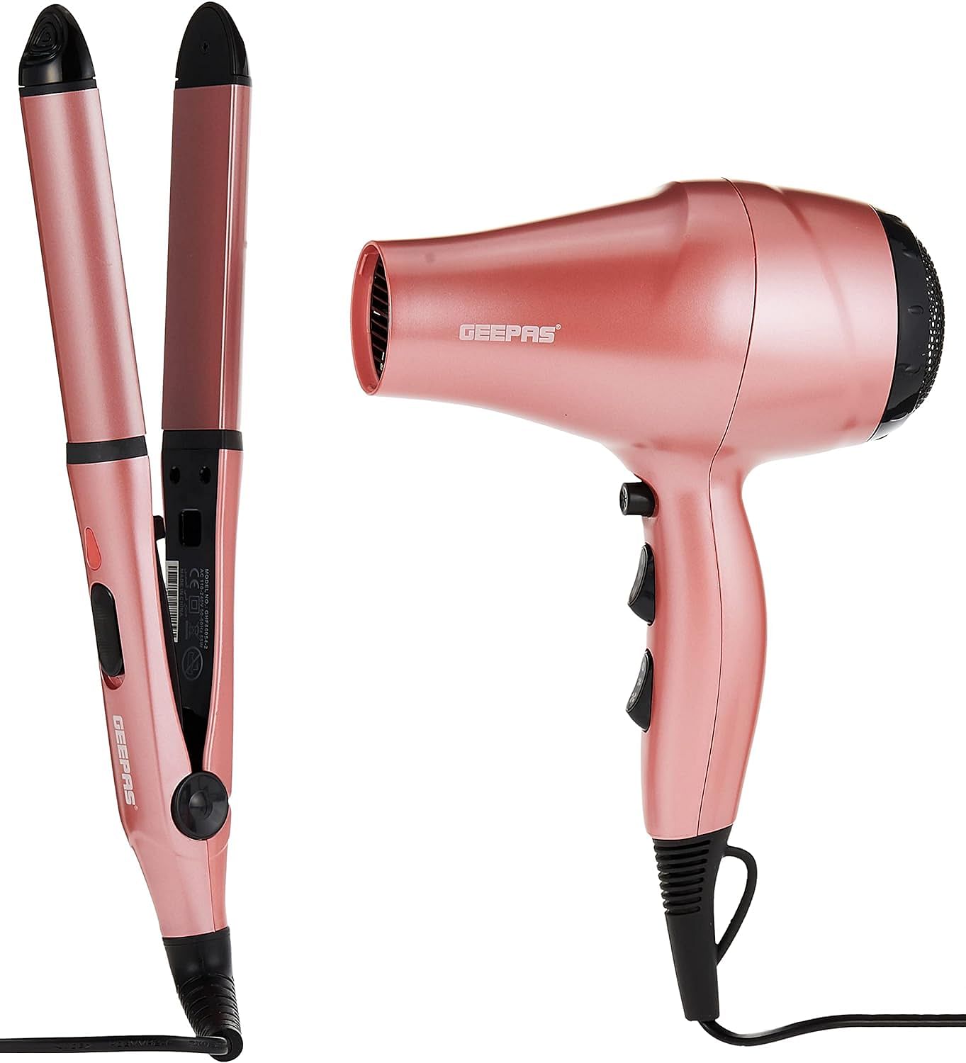 Geepas 4 in 1 Portable Hair Dryer Straightener Curler with Eva Bag Dressing Set