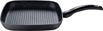 Bergner Orion Forged Aluminum Grill Pan 28X28 Cm, Grey Color, Induction Bottom, Marble+ Non-Stick Coating, Bg35850Gy