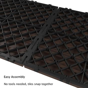 Pure Garden 50-LG1191 Patio and Deck Tiles – Interlocking Slat Pattern Outdoor Floor Pavers Weather Resistant and Anti-Slip Square DIY Mat (Brown 6 Pieces),