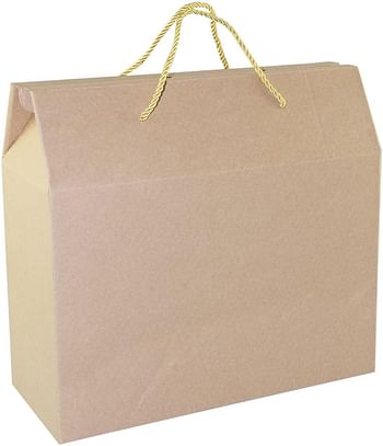 R-moment Brown Paper Gift Box with Hanging Facility Candy Treat Boxes, Gift Boxes for Wedding and Birthday Party Favors Box, 10pcs Set, Size L 37cm x W 16cm x H 35cm