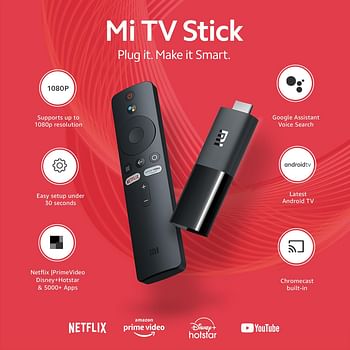 Xioami Mi Android TV Stick with Built in Chromecast – Full HD 1080p (MDZ-24) Black