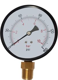 رويال ابيكس مقياس ضغط 4 انش لقياس ضغط الهواء والماء والزيت (10 بار (150 باوند لكل انش مربع))
