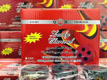 Alsaqer Lucky Long Lasting Charcoal, 20 Pieces, Charcoal Black - 50 mm