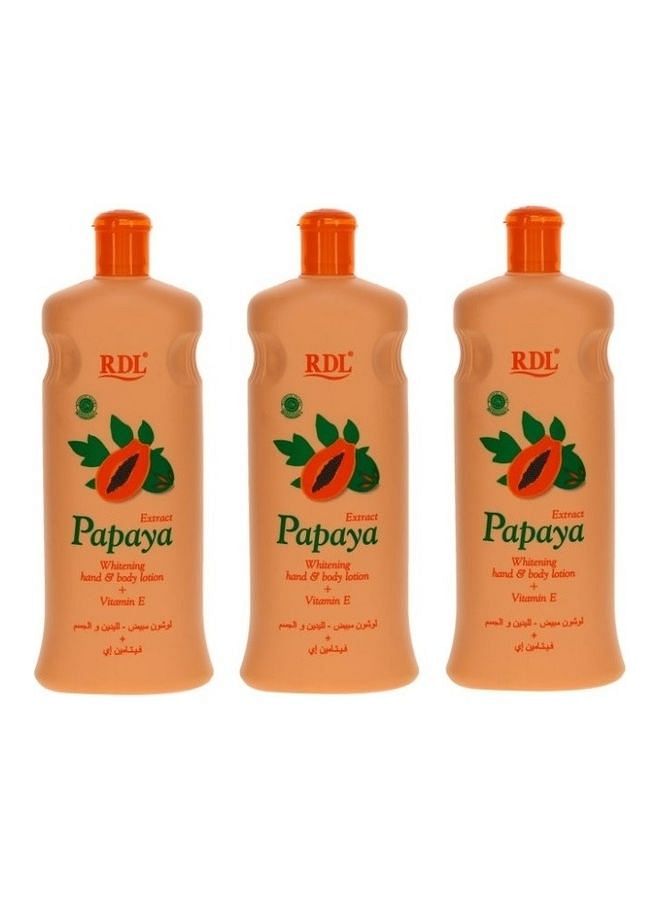 RDL Pack Of 3 Papaya Extract Whitening Hand And Body Lotion - 600ml