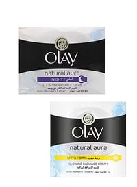 Pack Of 2 Natural Aura Night All in one Radiance Cream with Natural Aura SPF 15 Glow Radiance Cream