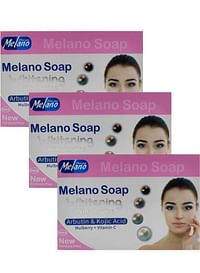 Melano -Pack of 3 Soap With Arbutin and Kojic Acid, Mulberry Vitamin C for Whitening skin