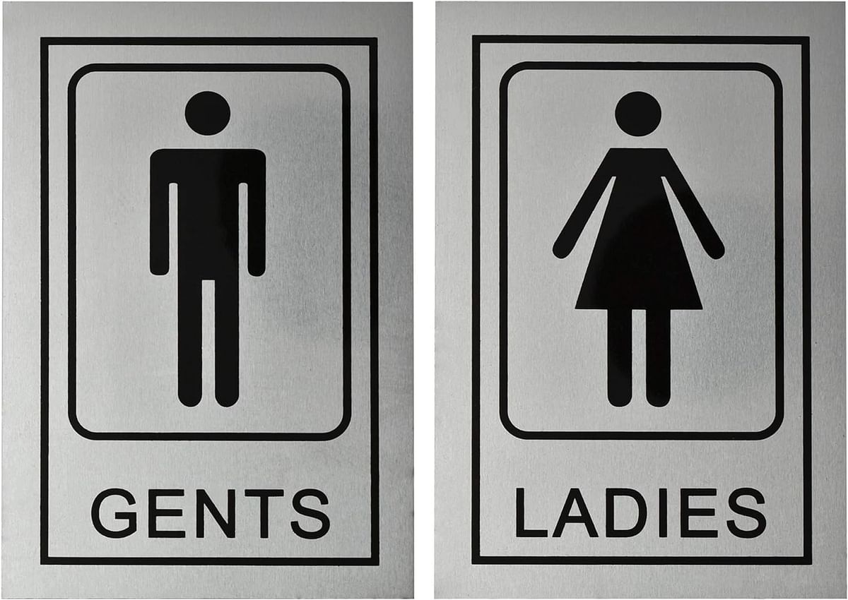 BUZZ COOL Stainless Steel Gents Ladies Signage Self Adhesive Sticker for Toilet, Restroom, Glass Doors, Wooden Doors, Offices,Hospitals, Mall and Business Sign Stickers.