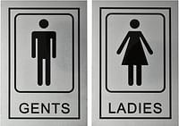 BUZZ COOL Stainless Steel Gents Ladies Signage Self Adhesive Sticker for Toilet, Restroom, Glass Doors, Wooden Doors, Offices,Hospitals, Mall and Business Sign Stickers.