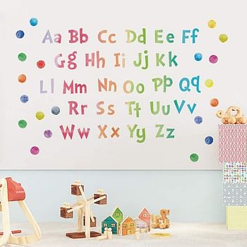 يافانكي ملصقات حائط تعليمية قابلة للتقشير واللصق بتصميم حروف ابجدية تعليمية للصف الدراسي لتزيين غرفة لعب الاطفال وغرفة النوم (ABCabc)