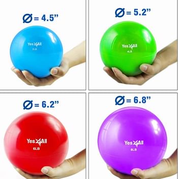 Yes4All Toning Ball, Soft Weighted Medicine Balls for Exercise and Pilates, Yoga, and Fitness, Perfect for Balance, Flexibility, available 1kgs to 5kgs with Multi Colors Available