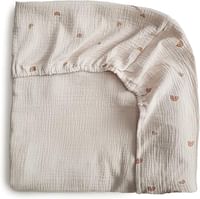 mushie Fitted Crib Sheet | 60x20x120 | Extra Soft Muslin | Breathable 100% Organic Cotton | Elastic Corners | Pre-washed | Rainbow - Medium