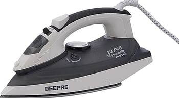 Geepas GSI7788 Ceramic Steam Iron 2000W- Temperature Control for Wet/Dry Crease Free Ironing | Steam Function & Self Cleaning Function
